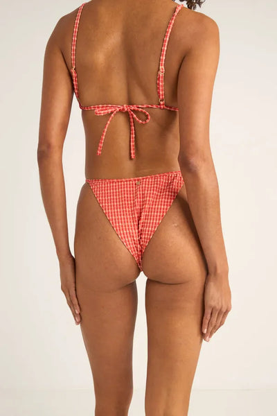 Rhythm Womens Bikini Bottoms Lola Check Adjustable Side Hi Cut String