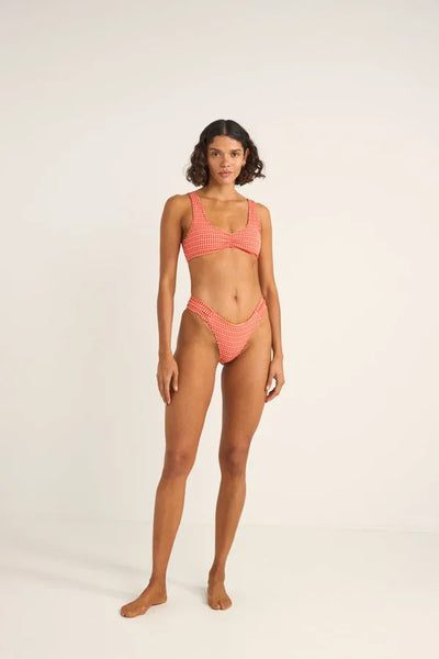 Rhythm Womens Bikini Top Lola Check Crop