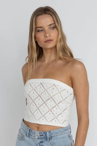 Rhythm Womens Shirt Islander Strapless Knit Top