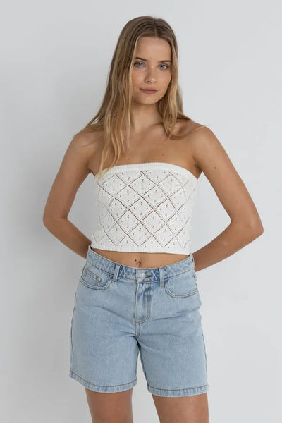 Rhythm Womens Shirt Islander Strapless Knit Top