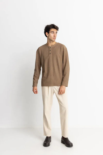 Rhythm Mens Shirt Vintage Terry Long Sleeve Henley