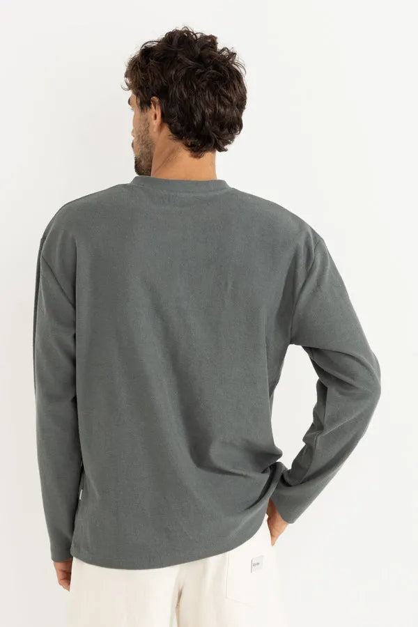 T-shirt Manches Longues Rayé Homme - Col Tunisien (henley), Coton, Coupe Régulière, Grande Taille