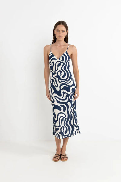 Rhythm Womens Dress Waverly Bias Cut Midi
