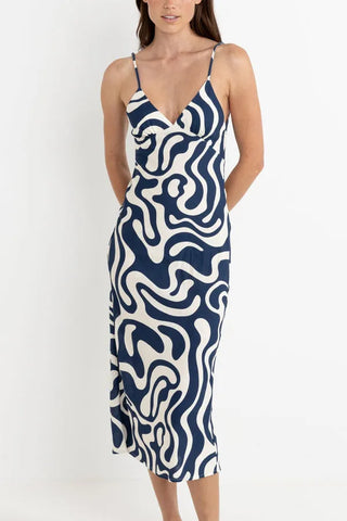 Rhythm Womens Dress Waverly Bias Cut Midi