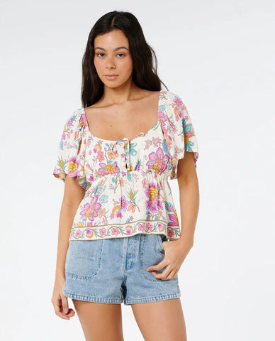 Rip Curl Womens Shirt Half Moon Bay Short Sleeve Button Top