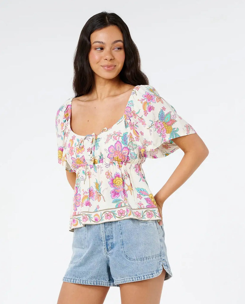Rip Curl Womens Shirt Half Moon Bay Short Sleeve Button Top