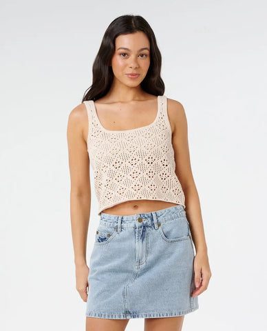 Rip Curl Womens Tank Top Half Moon Bay Crochet Top