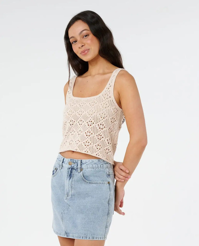 Rip Curl Womens Tank Top Half Moon Bay Crochet Top