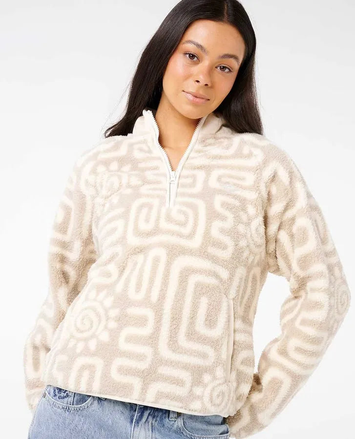 Rip Curl Womens Sweatshirt Sunset Luau 1/4 Zip Polar Fleece