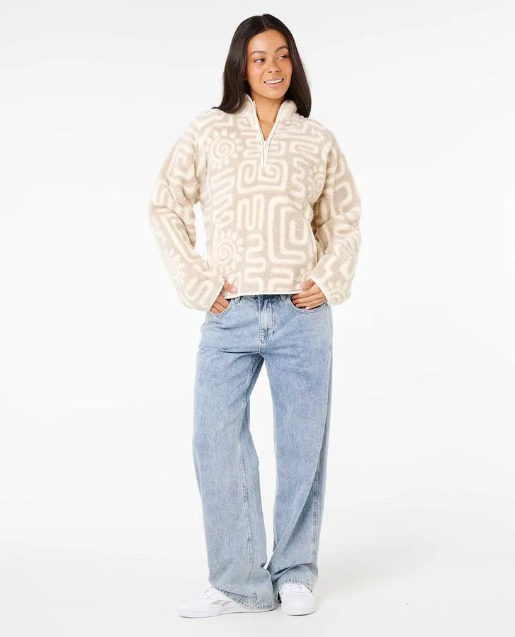 Rip Curl Womens Sweatshirt Sunset Luau 1/4 Zip Polar Fleece