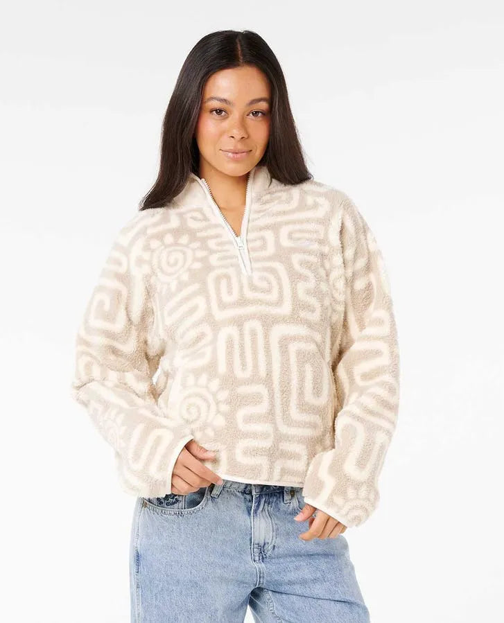 Rip Curl Womens Sweatshirt Sunset Luau 1/4 Zip Polar Fleece
