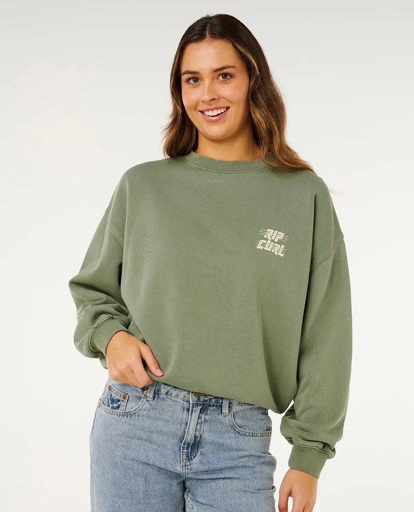 Rip Curl Womens Sweatshirt Sports Dept Drop Shoulder Crew