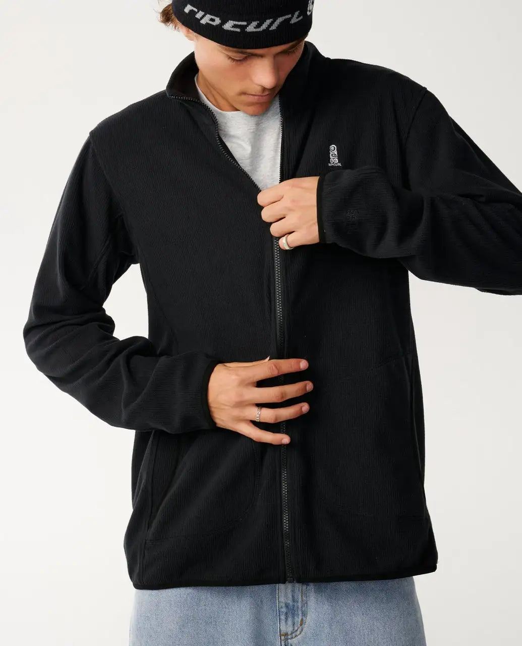 Rip Curl Mens Sweatshirt Search Series Polar Zip Thru Crew