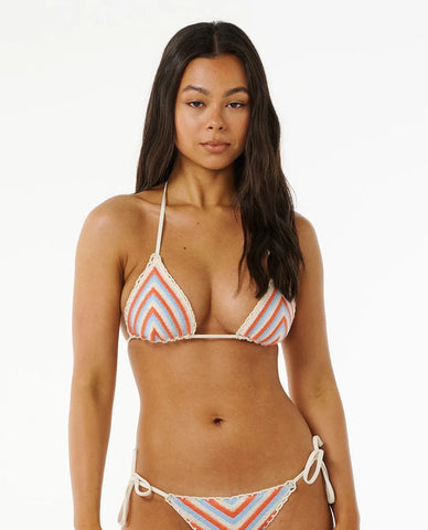 Rip Curl Womens Bikini Top Santorini Crochet Sliding Tri