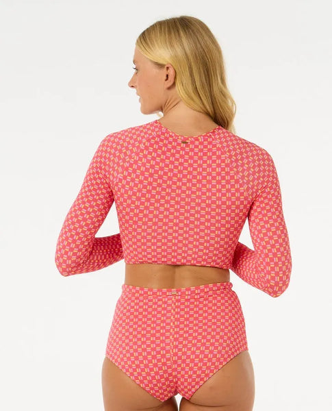 Rip Curl Womens Swimsuit Top Shell Cove Crop Rash Guard