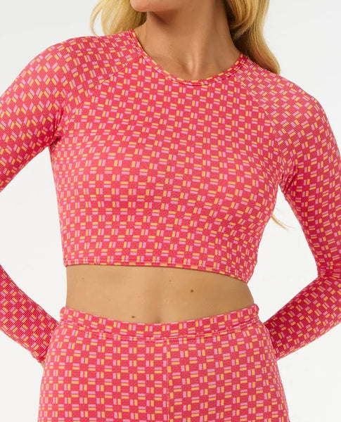 Rip Curl Womens Swimsuit Top Shell Cove Crop Rash Guard