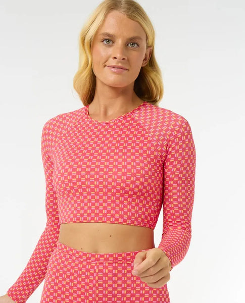 Rip Curl Womens Swimsuit Top Shell Cove Crop Rash Guard