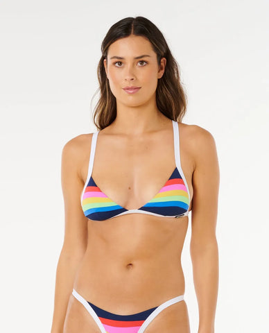 Rip Curl Womens Bikini Top Surf Stripe Fixed Triangle