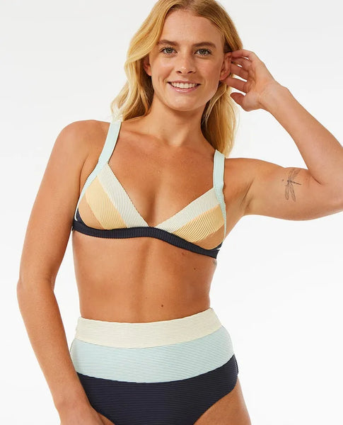 Rip Curl Womens Bikini Top Block Party Spliced Fixed Triangle