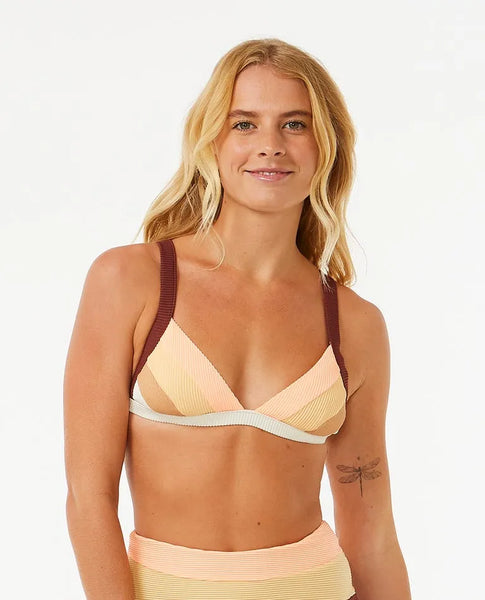 Rip Curl Womens Bikini Top Block Party Spliced Fixed Triangle