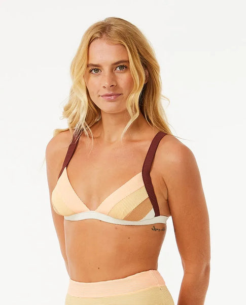 Rip Curl Womens Bikini Top Block Party Spliced Fixed Triangle