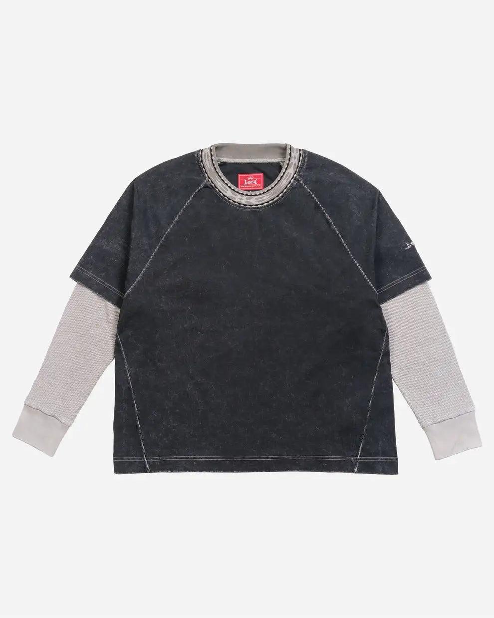 Lost Mens Shirt Buster Two-Fer Long Sleeve Knit Crew