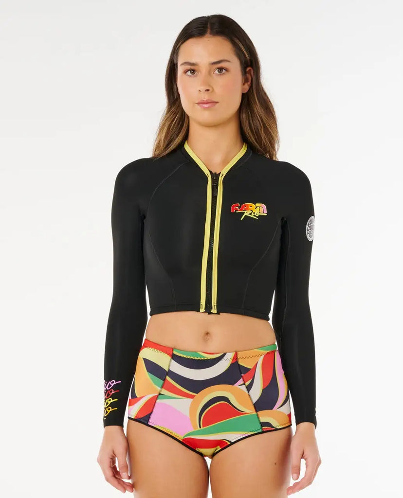 Rip Curl Womens Wetsuits G-Bomb Farm Rio 1.5mm Long Sleeve Front Zip Cropped Jacket