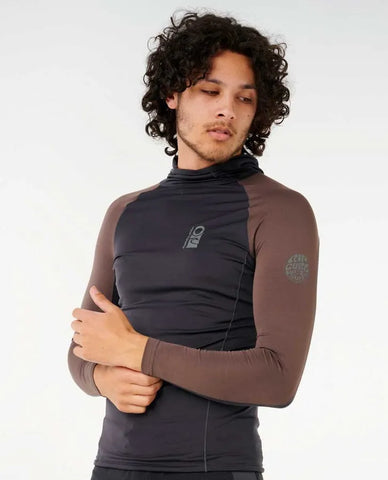 Rip Curl Mens Rashguards Search UPF Performance Long Sleeve Hood