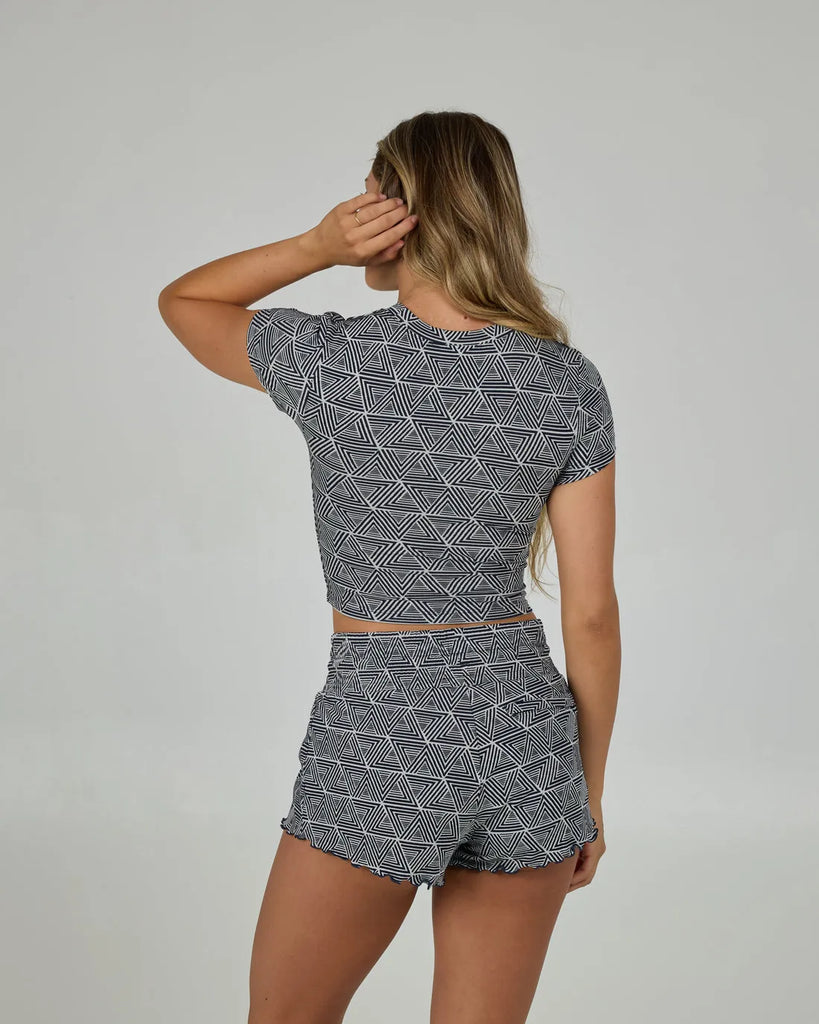 Salty Crew Womens Bikini Top Sailing Geo Swim Tee