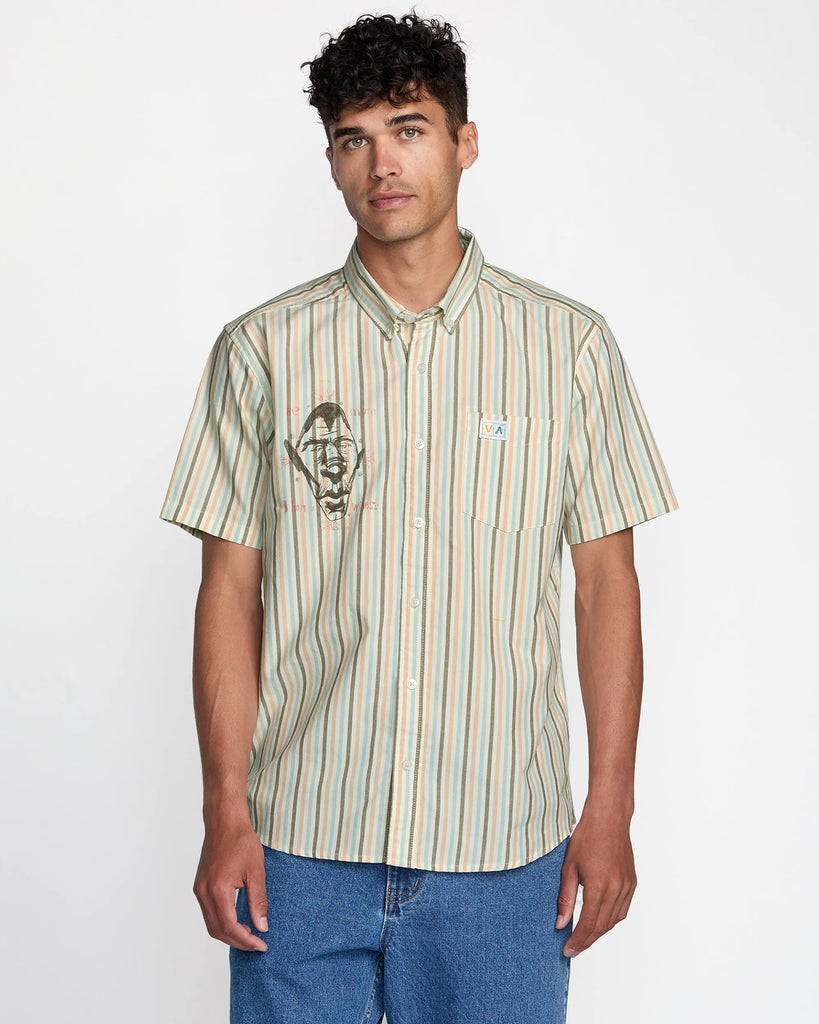 RVCA Mens Woven Jacobs Archive Stripe