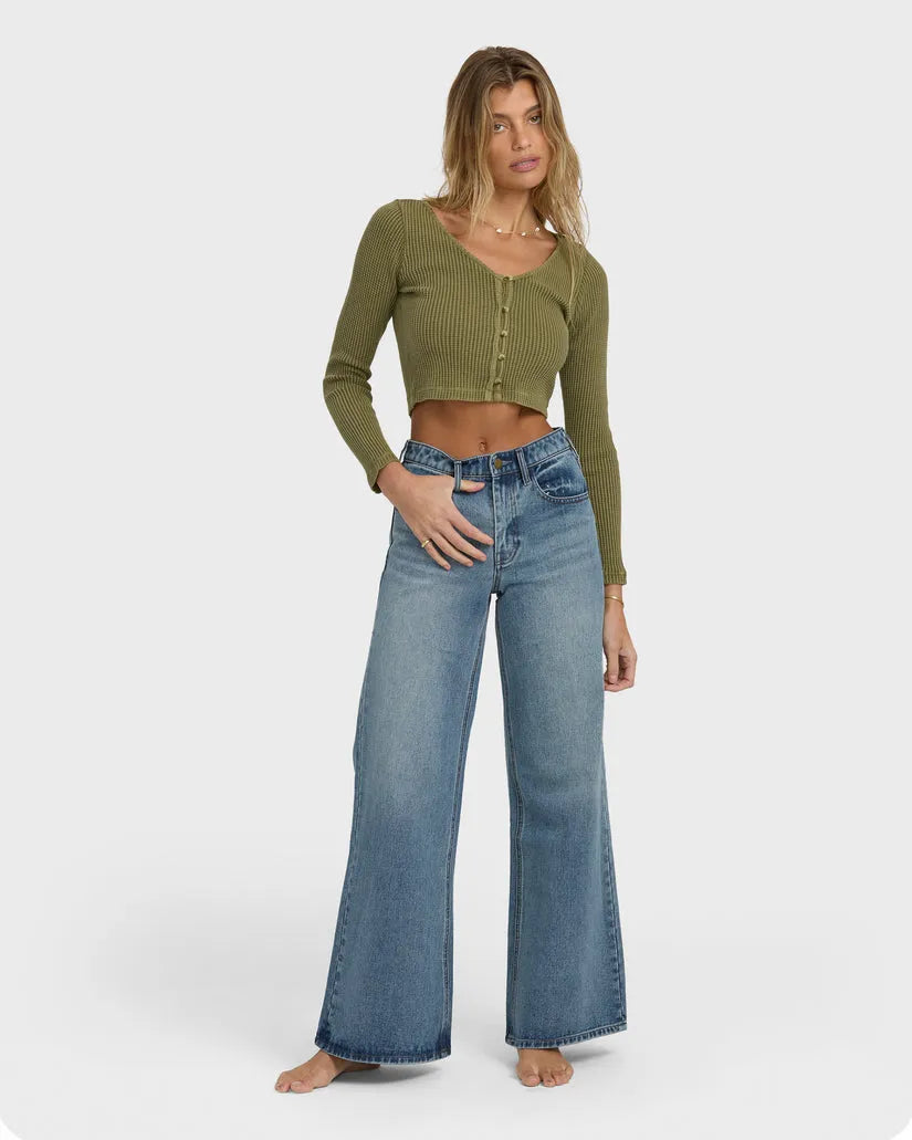 Billabong Womens Pants Free Fall Flare Denim