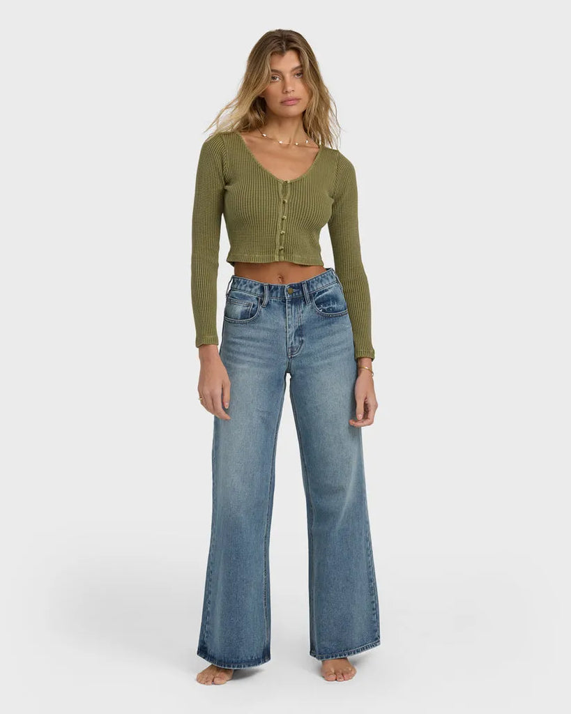 Billabong Womens Pants Free Fall Flare Denim