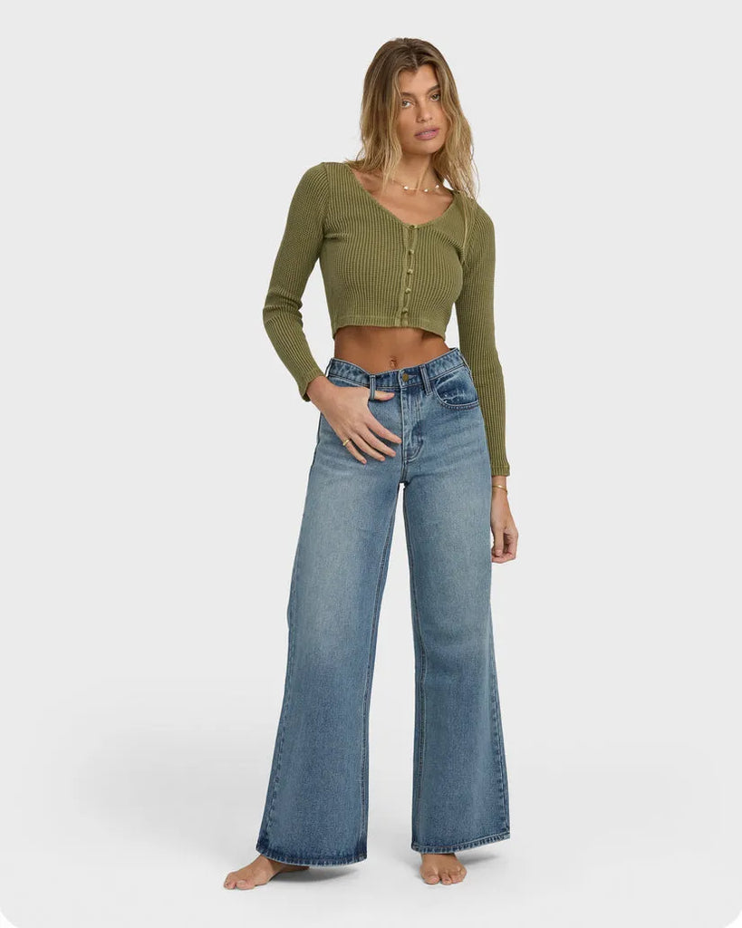 Billabong Womens Pants Free Fall Flare Denim