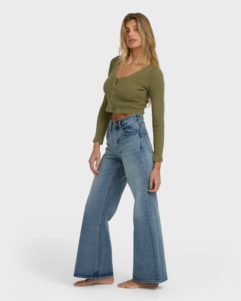 Billabong Womens Pants Free Fall Flare Denim