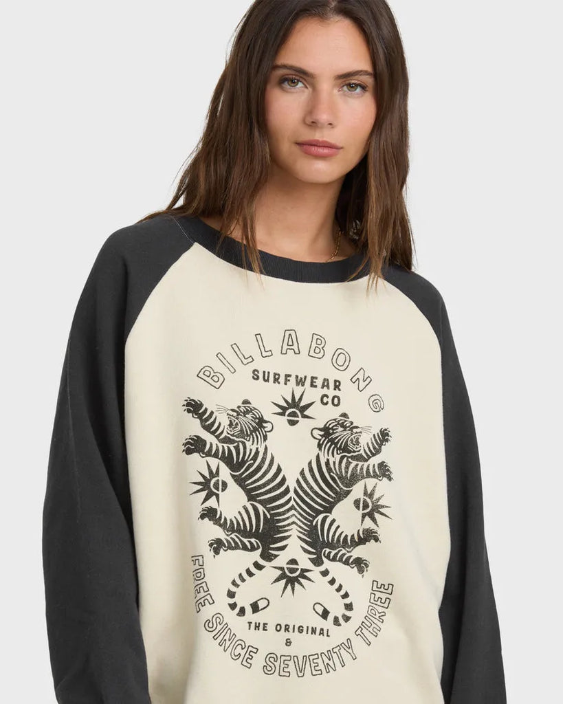 Billabong Womens Sweatshirt Emmers Raglan Crewneck