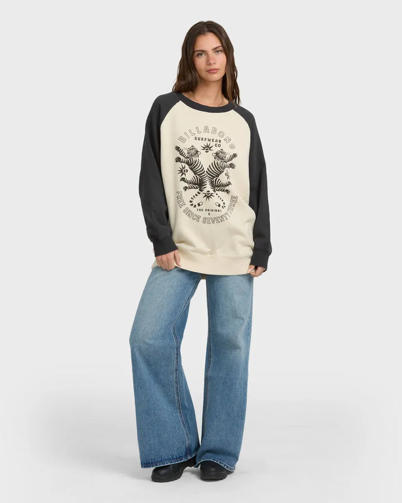 Billabong Womens Sweatshirt Emmers Raglan Crewneck