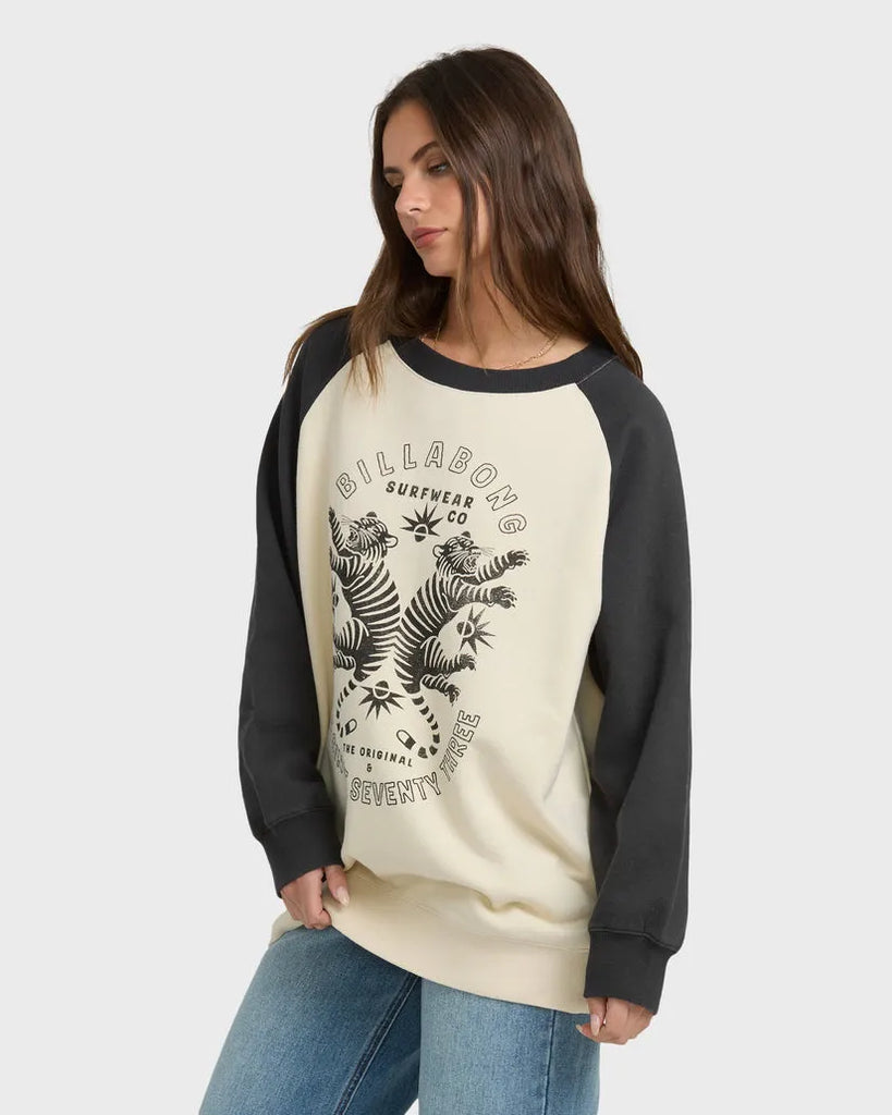 Billabong Womens Sweatshirt Emmers Raglan Crewneck
