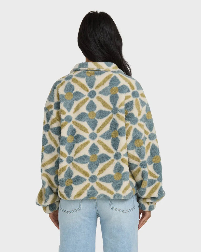 Billabong Womens Jacket All The Time Sherpa Half Zip Sweatshirt