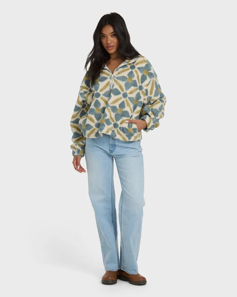 Billabong Womens Jacket All The Time Sherpa Half Zip Sweatshirt Billabong Womens Jacket All The Time Sherpa Half Zip Sweatshirt