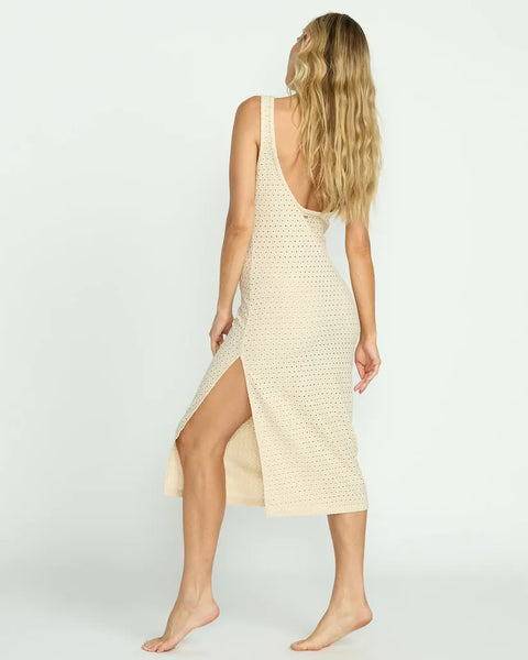 Billabong Womens Dress Eyelet Sun Midi Dress Beach Coverup