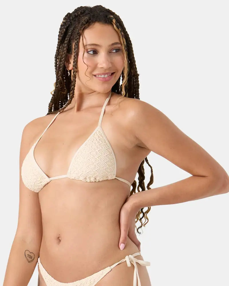 Roxy Womens Bikini Top Crochet Mini Tiki Triangle