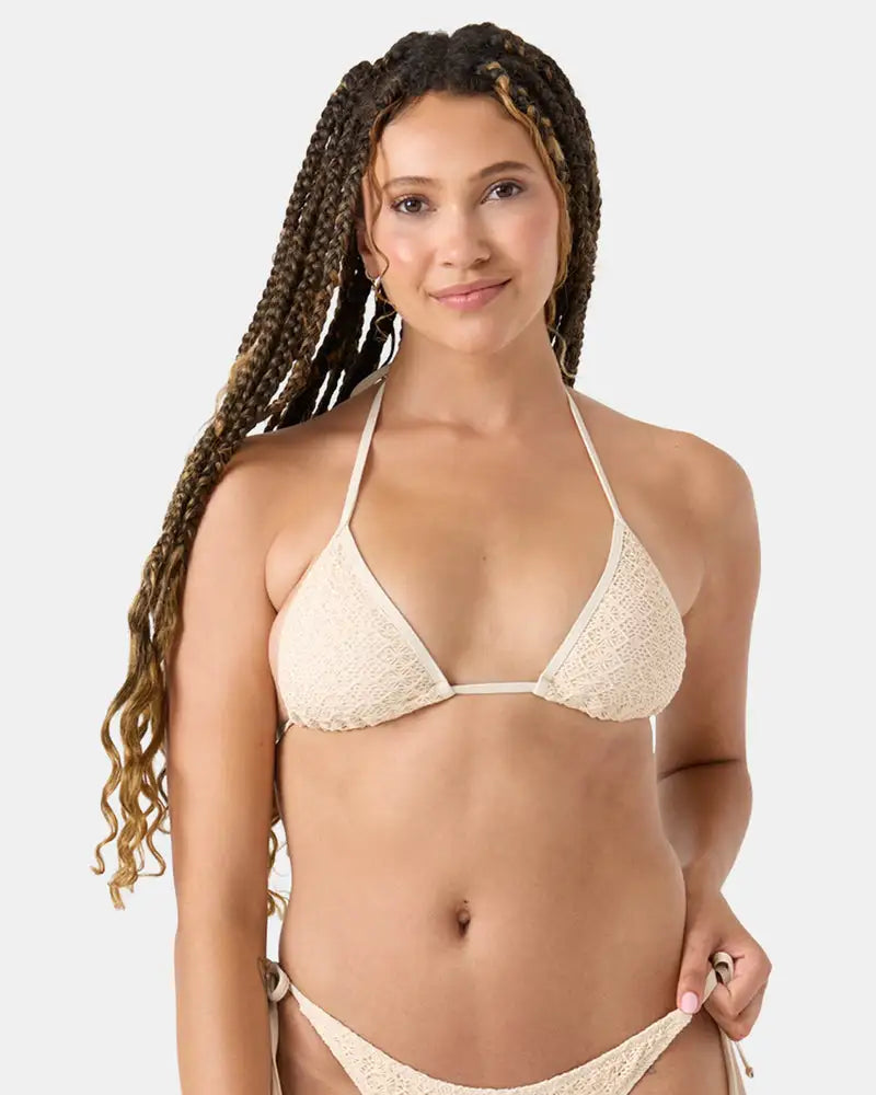 Roxy Womens Bikini Top Crochet Mini Tiki Triangle
