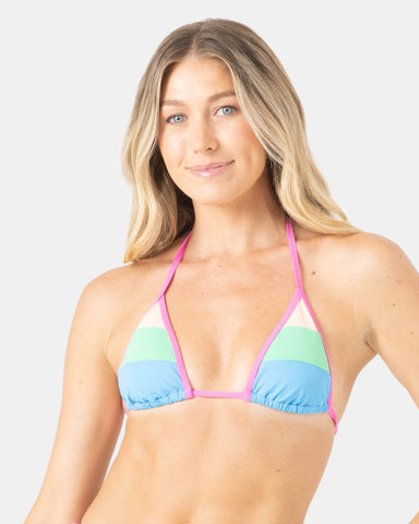 Roxy Womens Bikini Top Surf City Colorblock Mini Tiki Triangle