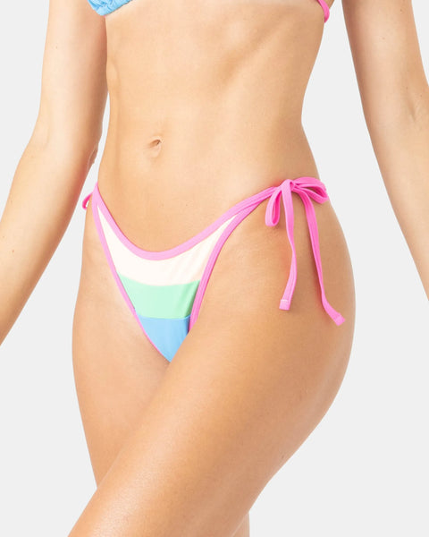 Roxy Womens Bikini Bottoms Surf City Colorblock Tie Side Cheeky