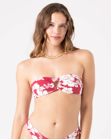 Roxy Womens Bikini Top Hibiscus Hideaway Ring Bandeau