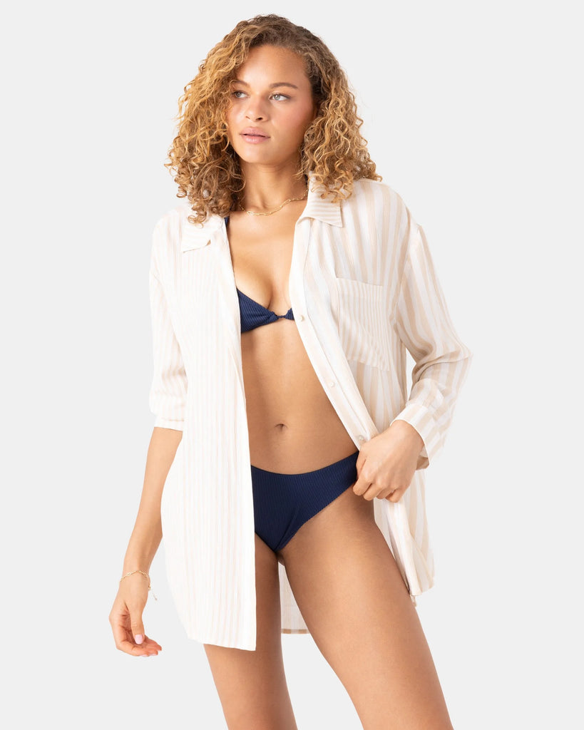 Roxy Womens Shirt Stripe Out Cover Up