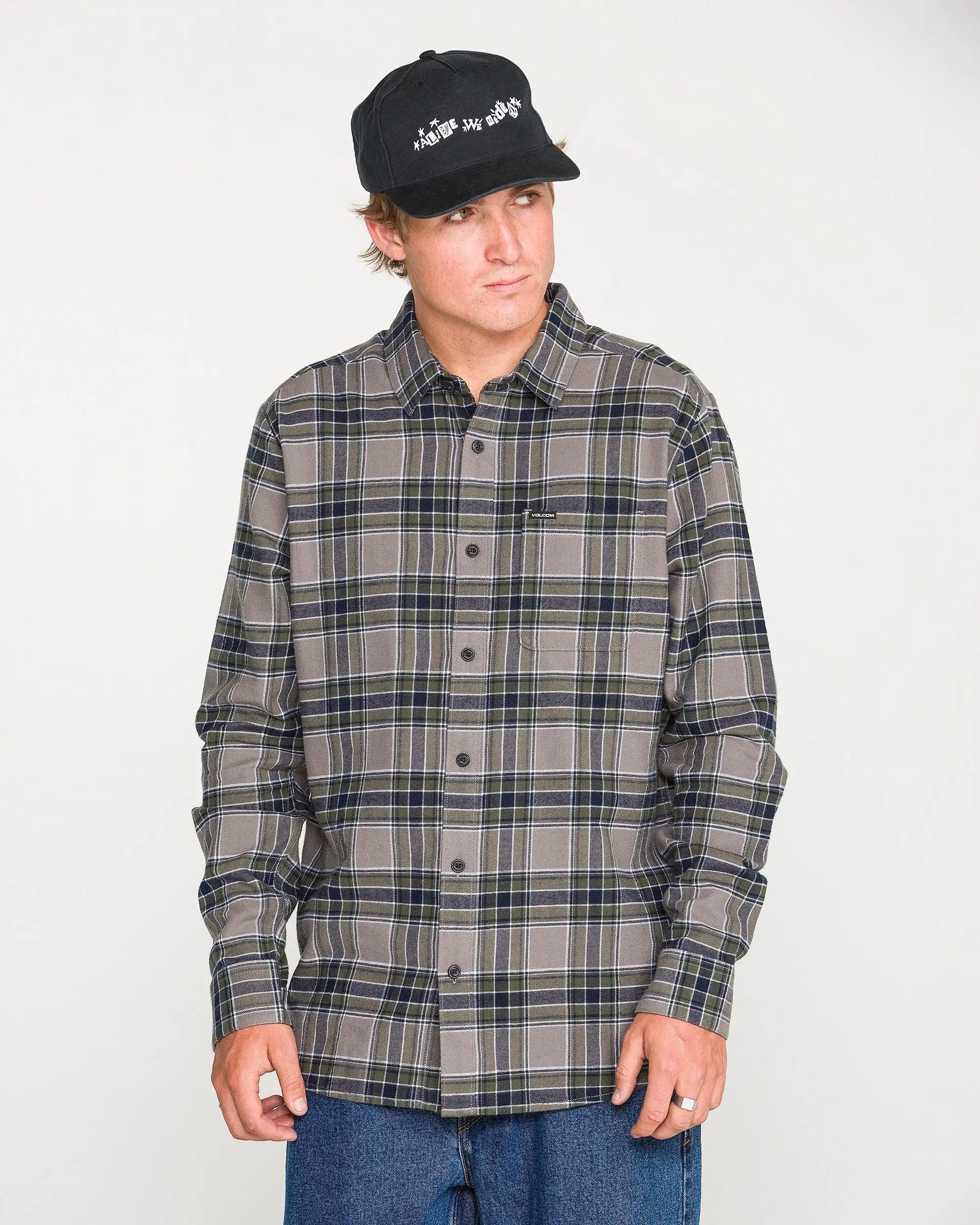 Volcom Mens Shirt Caden Plaid Long Sleeve
