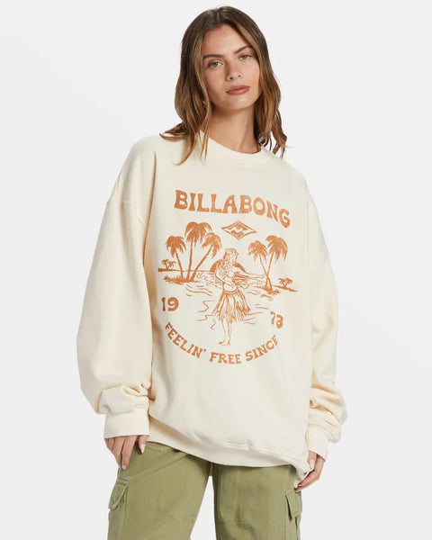 Billabong Womens Sweatshirt Ride In Oversized Crewneck