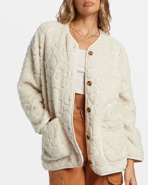 Billabong Womens Jacket Fireside Cozy Buttoned Fleece