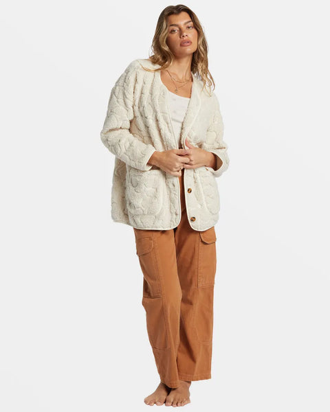 Billabong Womens Jacket Fireside Cozy Buttoned Fleece